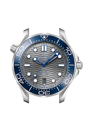 Cassa in acciaio inox da 42 mm con lunetta girevole unidirezionale in ceramica blu con scala graduata in smalto bianco